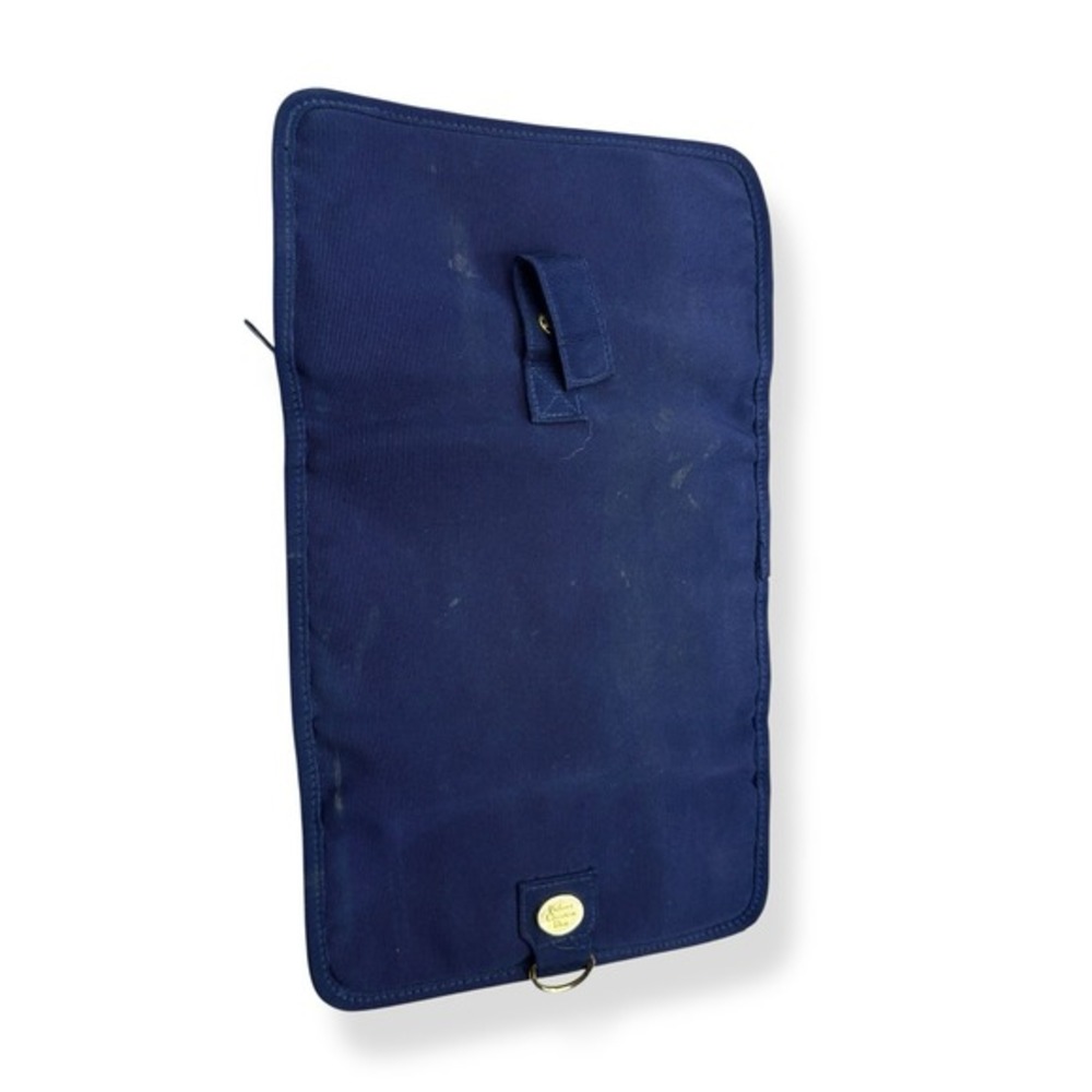 Christian Dior Navy Blue Nylon Clutch with Gold Accent and Built-in Mirror Vtg - Picture 5 of 5